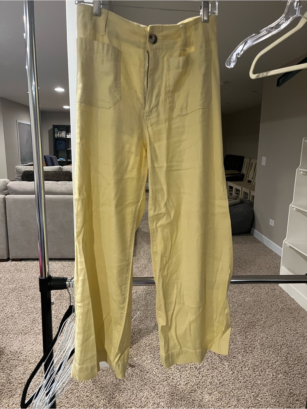 Maeve Pale Yellow linen pants wide leg